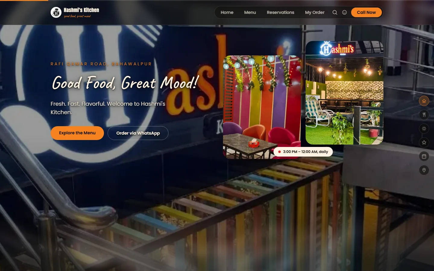Hashmi's Kitchen website screenshot