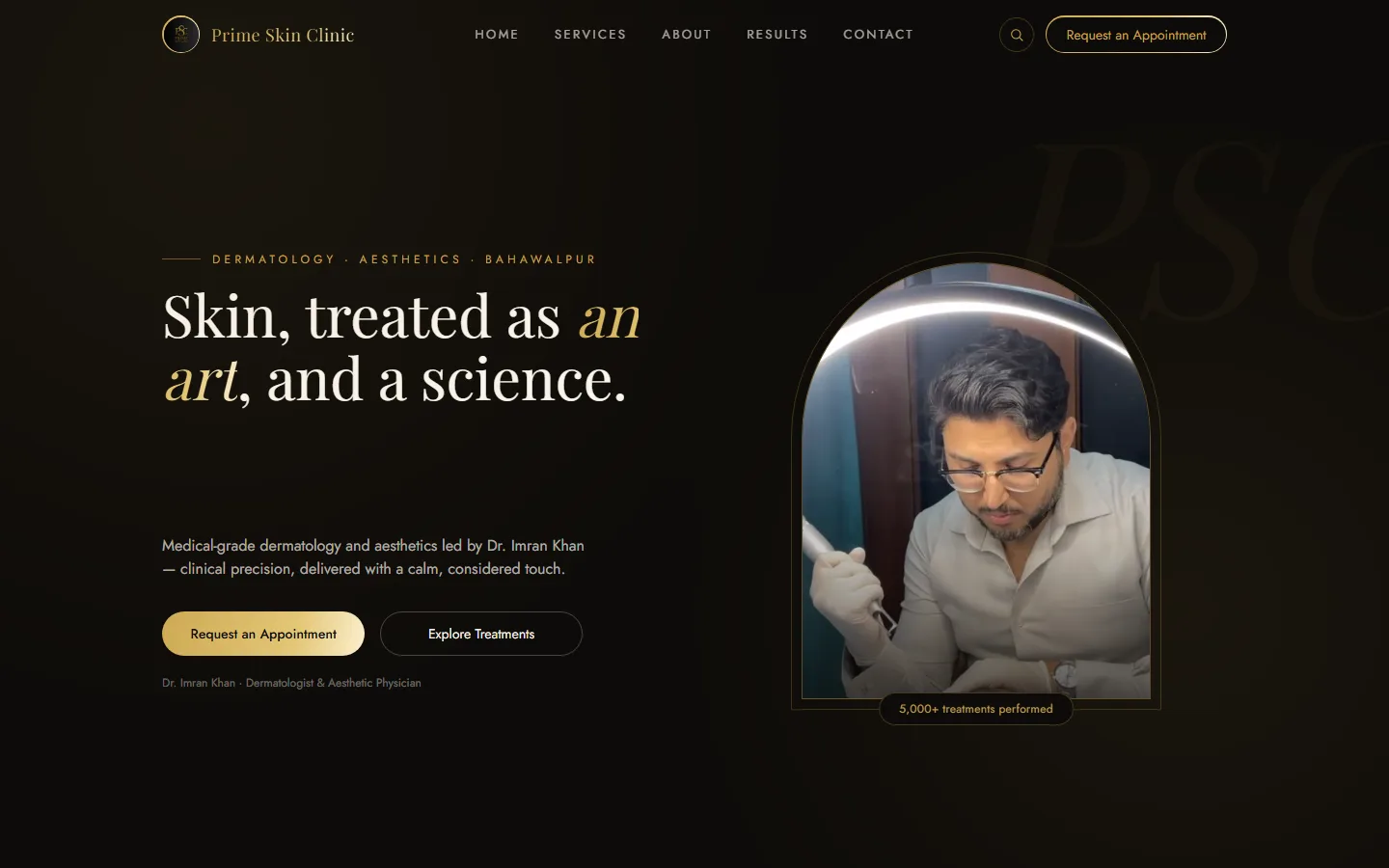 Prime Skin Clinic website screenshot