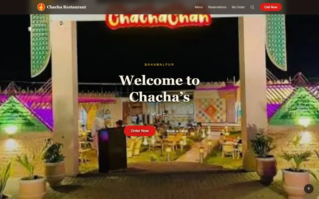 Chacha Restaurant desktop screenshot