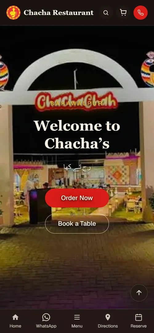 Chacha Restaurant mobile screenshot