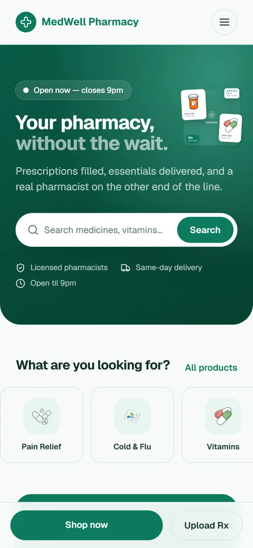 MedWell Pharmacy mobile screenshot