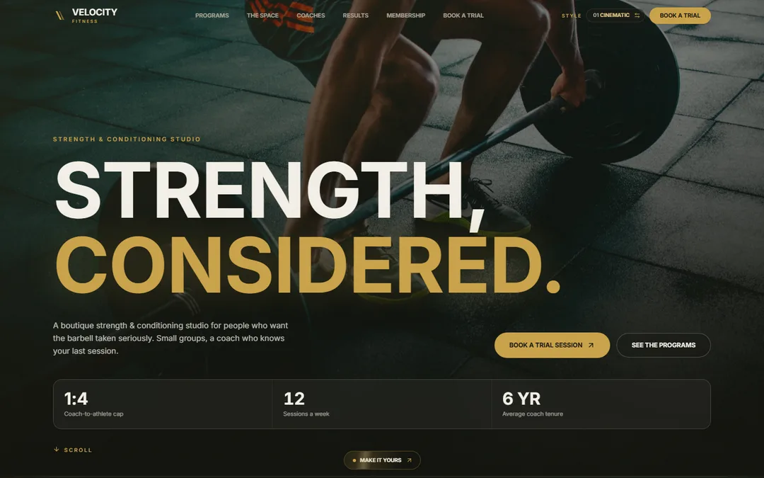 Velocity Fitness desktop screenshot